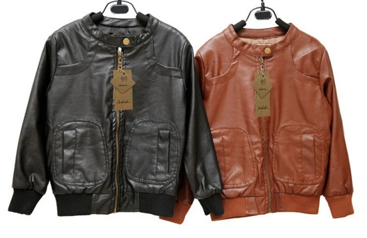 ActhInK/Новые От 3 до 13 лет пальто для мальчиков Куртки из искусственной кожи брендовая дизайнерская детская осенне-Весенняя кожаная верхняя одежда, куртки пальто на молнии для мальчиков