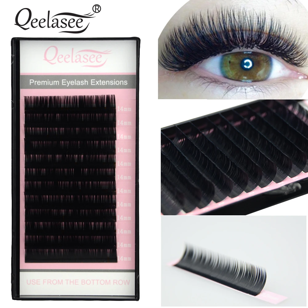

Qeelasee 20pcs/lot 0.07 3D volume mink eyelash extension false individual eyelashes premium mink cilia lashes makeup eyelashes