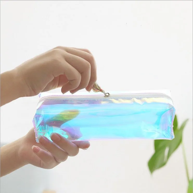 

1 Pc South Korean school students laser transparent pencil bag girl small fresh and large capacity cool stationery Creative bag