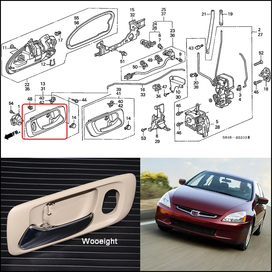 Wooeight OEM 72165S84A01ZC Car Styling Auto Inner Door Handle Car Interior Door Handle For Honda Odyssey Accord 2002 LHD  (1)