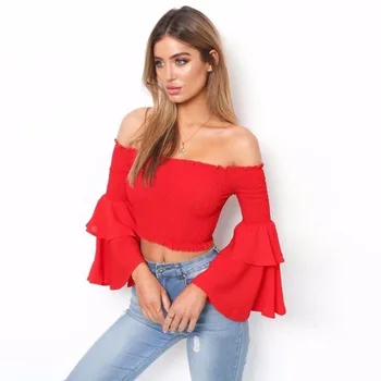 

2019 New Real Polyester Cotton Half Unicorn Tumblr Kpop Europe And America Summer Season Pine Tight Sleeve One-shoulder T-shirt