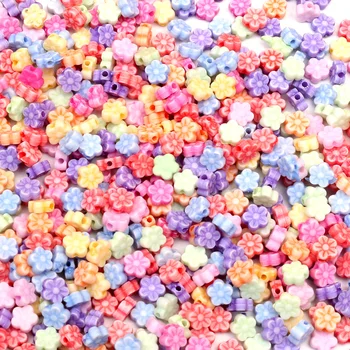 

300Pcs Mixed Flowers Acrylic Beads 7x4mm For Jewellery Marking Loose Spacer Beads Bracelet Necklace Charm Jewelry Finding