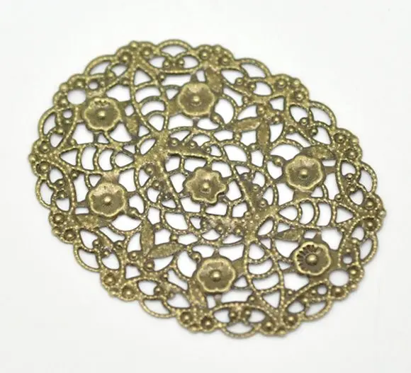 

Retail Antique Bronze Filigree Flower Wraps Connectors 5x4cm(2"x1-5/8"),sold per pack of 30