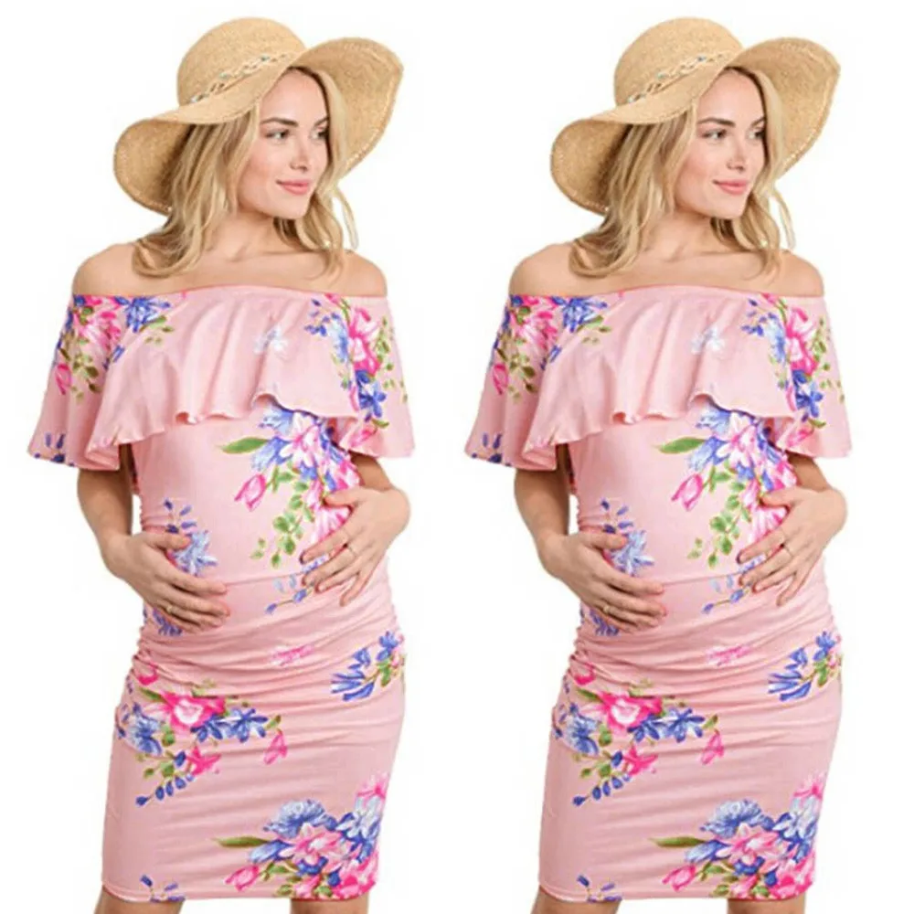 Платья для беременных женские платья с принтом Одежда для беременных флористическая накидка Длинный Сарафан ropa mujer Одежда для беременных# G40US