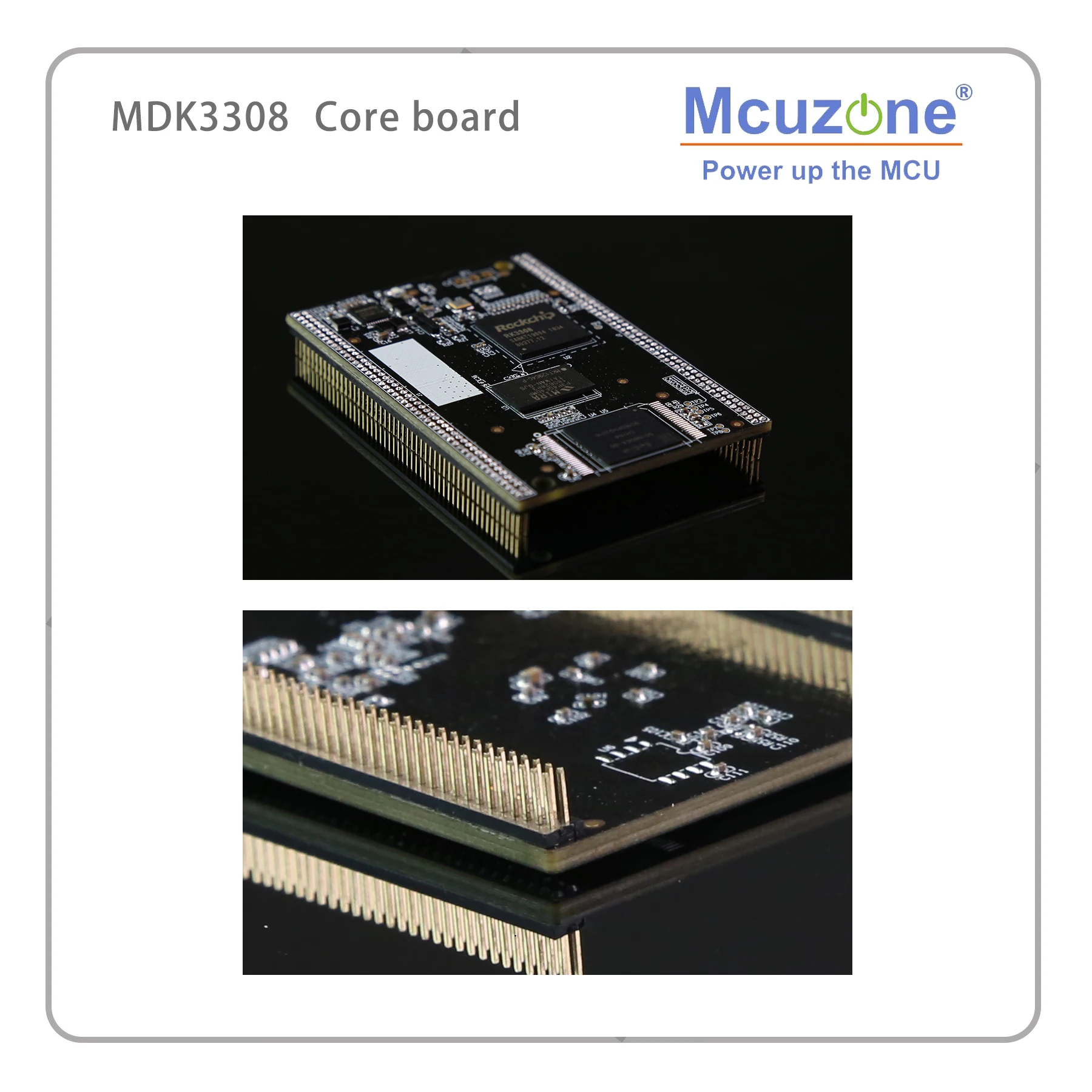 Rockchip RK3308 на основе MDK3308 coreboard, четырехъядерный Cortex-A35 до 1,3 ГГц, 256/512 Мб DDR3/3L 256 Мб NAND 8 ГБ eMMC, AI VA