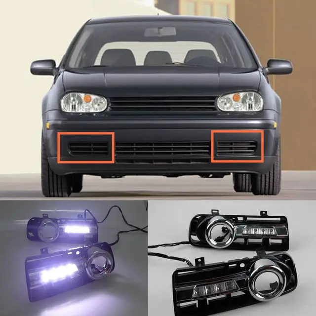 2pcs White LED Daytime Running Light DRL fog lamp For Volkswagen Golf 4