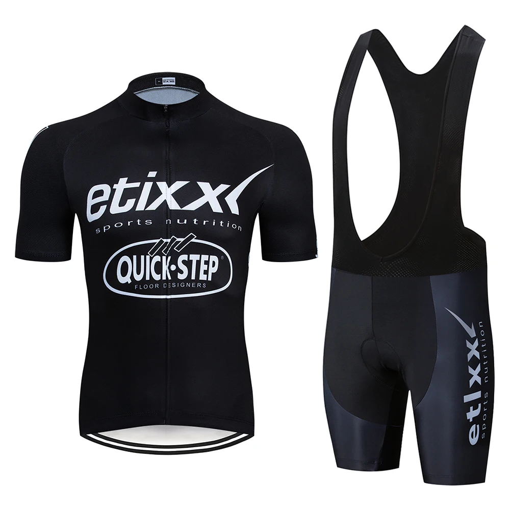 Черный Quick step etixx Велосипедная Форма велосипед Джерси быстросохнущая велосипед одежда летние команды велосипед Шорты набор