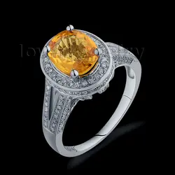2.79CTW винтажное твердое 14Kt кольцо из белого золота с бриллиантами желтый сапфир кольцо овальное 7x9 мм для женщин R00320