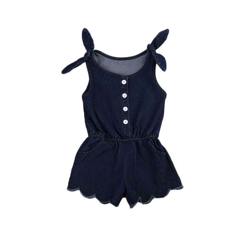 Fashion Cute Summer Newborn Toddler Baby Girls Denim Sleeveless O Neck