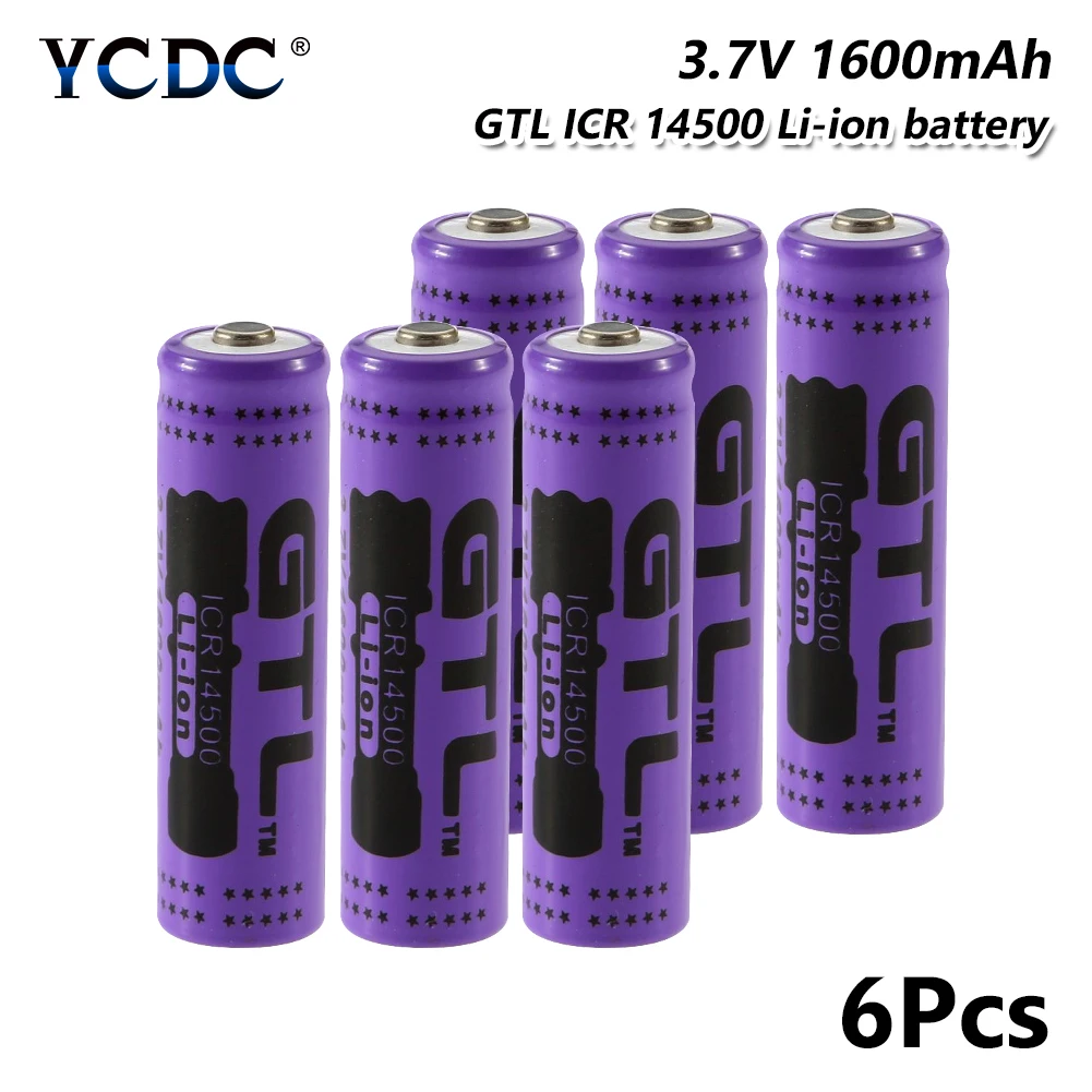 ICR 14500 Battery 1600mAh 3.7V Rechargeable Cell For Rechargeable