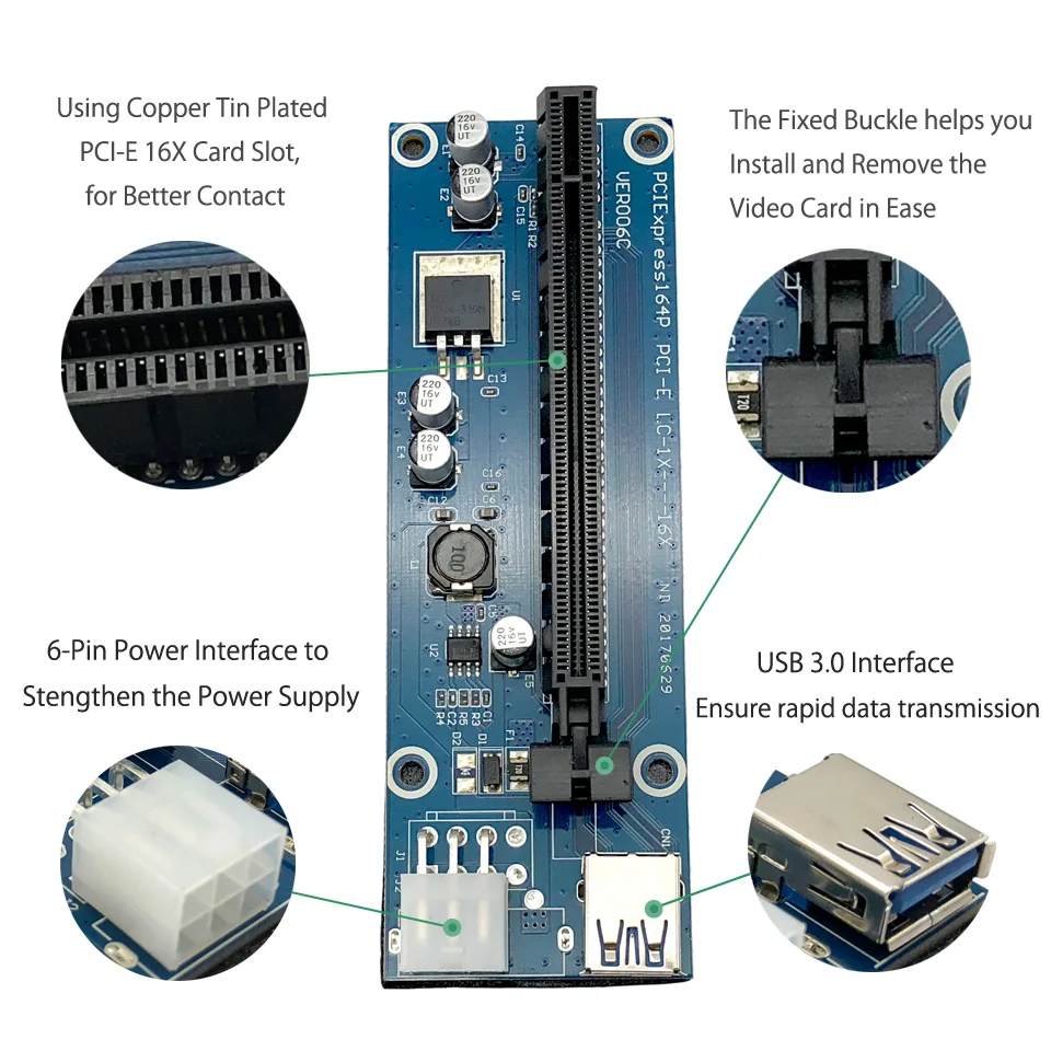 5 Pieces PCI-E Riser Card Extender  (4)