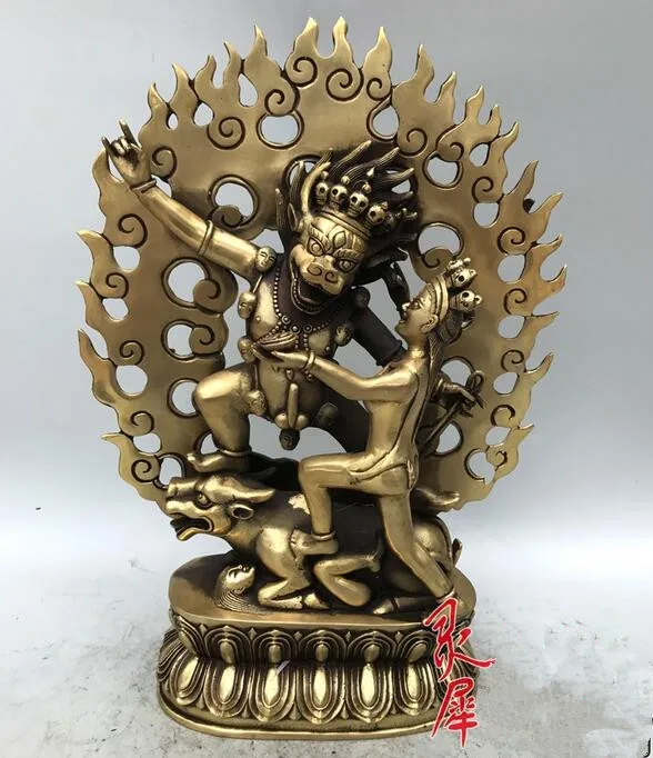 Tibet Copper Yamantaka Yama Buddha Protector Deity Bronze Statue