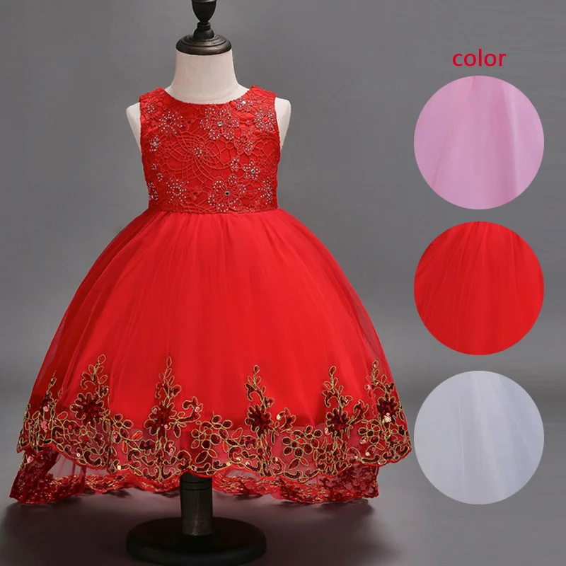 

Children Kids Flower Mesh Trailing Butterfly Dress Girls Wedding Bridesmaid Ball Gown Embroidered Bow Party Dresses FJ88