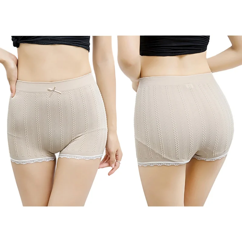 Hot Sales Women Cotton Corset Panties Seamless Anti Emptied Underwear Girl Briefs Slimming Lace Crochet Safety Short Pant