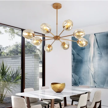 

LOFT Modern Gold Lustre chandeliers Retro Adjustable Edison Bulb Lamp E27 Art Spider Ceiling luminaire Fixture