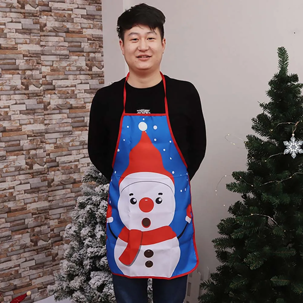 Christmas Decorations Creative Christmas Apron Christmas Costume Apron For Kitchen Home Supplies (Blue Snowman 1Pc) Blue