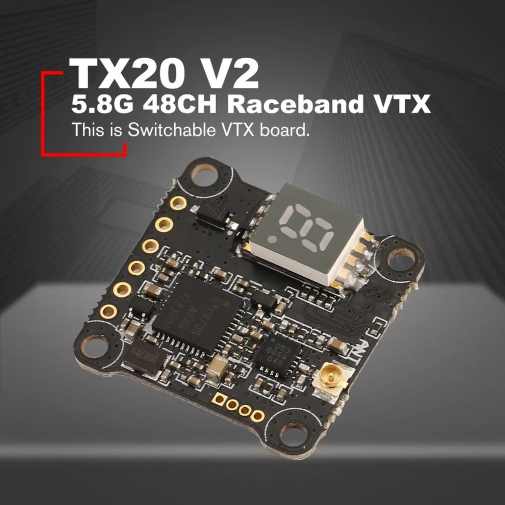 

HGLRC XJB TX20 V2 Mini 5.8G 48CH PIT/25mW/100mW/200mW/350mW Switchable VTX FPV Transmission Raceband for RC Racing Drone