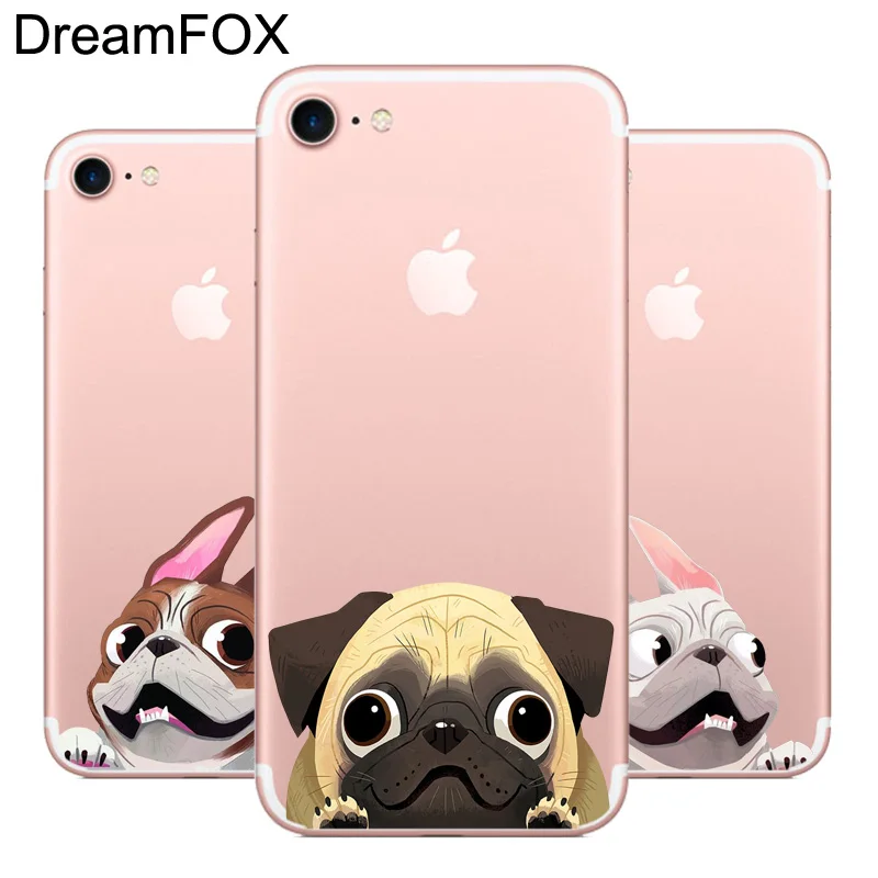 DREAMFOX L518 Cute Puppy Pug Soft TPU Silicone Case Cover