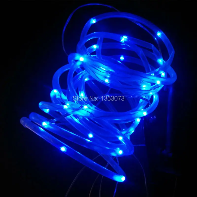 Christmas waterproof lights Solar LED String Lights Outdoor solar Rope Tube Led String Solar Powered Fairy Lights for Garden Fence Landscape blue 1-2