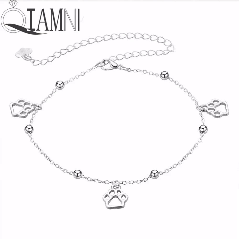 

QIAMNI Summer Beach Sexy Cat Dog Puppy Paw Print Animal Beads Ball Anklet Bracelet Foot Lover Chain Birthday Christmas Gift