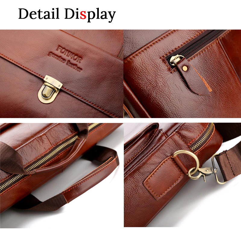 Cowhide Leather Business Bag Handbag Men Genuine Leather Bag Laptop Messenger Bags High Quality 14 inch Luxury Men's Briefcases