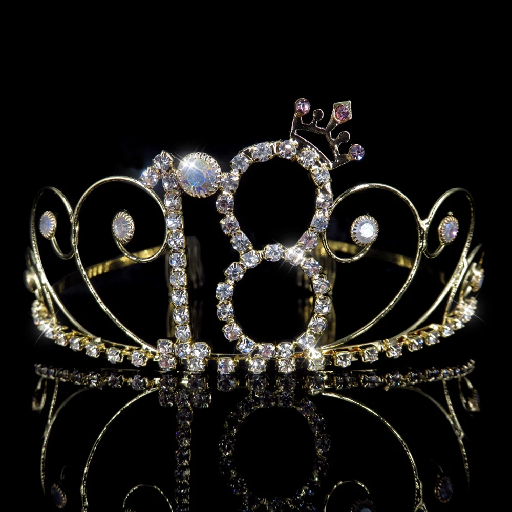 Boy and Girl 16/18 Years old's Birthday Crown Adult Ceremony Headdress Wedding Party Hair Accessories Crystal Tiaras Crowns Boy and Girl 16/18 Years old's Birthday Crown Adult Ceremony Headdress Wedding Party Hair Accessories Crystal Tiaras Crowns