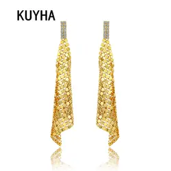Элегантные блестящие новые серьги-гвоздики для женщин, Очаровательные золотые/серебряные Нерегулярные геометрические металлические