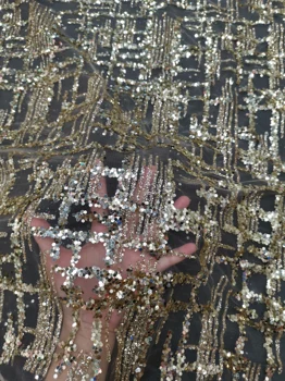

african gold fabric new design shining sequinence good quality not easy falling down free shipping 5y