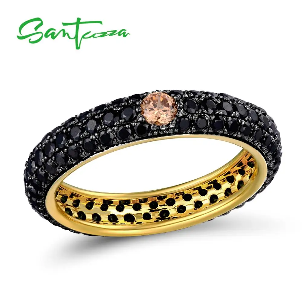 SANTUZZA серебряное кольцо для женщин многоцветные камни стекируемые кольца вечности 925 пробы Серебряные вечерние модные ювелирные изделия