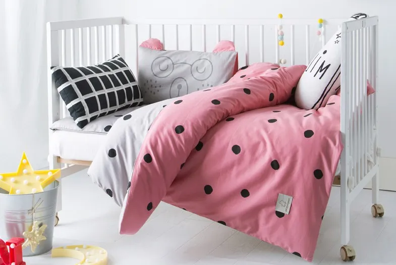 

3Pcs Cotton Crib Bed Linen Kit Cartoon Baby Bedding Set Includes Pillowcase Bed Sheet Duvet Cover Without Filler