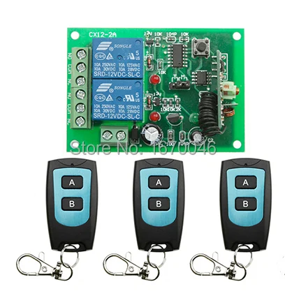 

Universal DC12V 2CH 10A Remote Control Switch Relay Output Radio Receiver Module and 3* Waterproof Transmitter Toggle Momentary