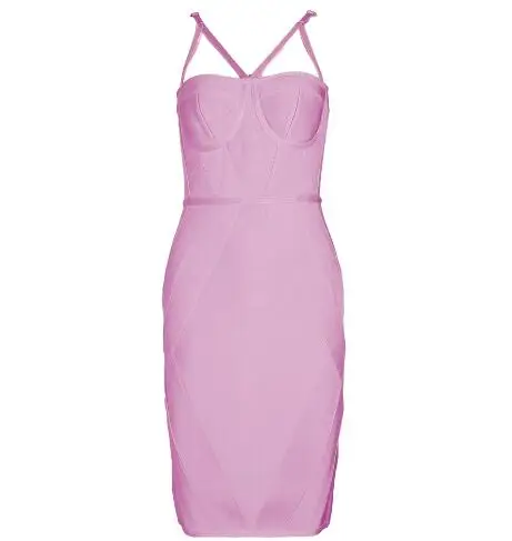 Для женщин облегающее Бандажное платье Сексуальное вечернее платье в стиле знаменитостей; зимние Для женщин ремень по колено платье для клуба; Vestidos - Цвет: Розовый