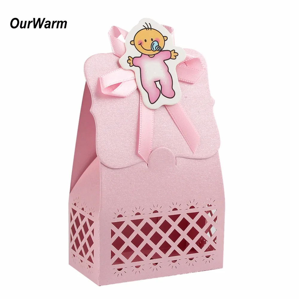 Ourwarm 48 шт. Baby Shower сувениры и подарки сумка Бумага коробка конфет для ребенка душ Аксессуары мальчик девочка День рождения поставки