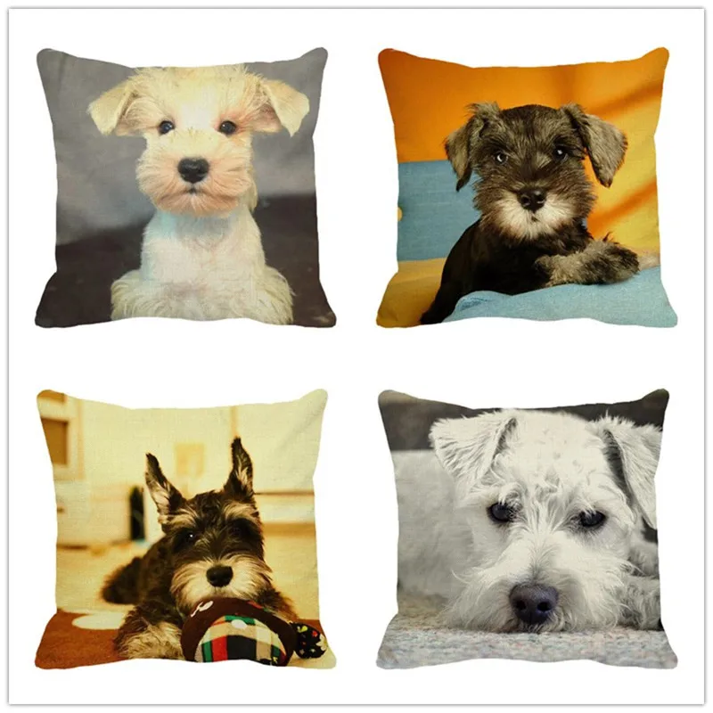 XUNYU милые Чехлы для подушек с животными Schnauzer 45*45 см квадратный чехол подушки