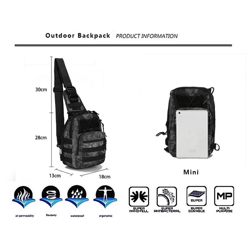 Waterproof Shoulder Backpack for Camping, Fishing or Hunting