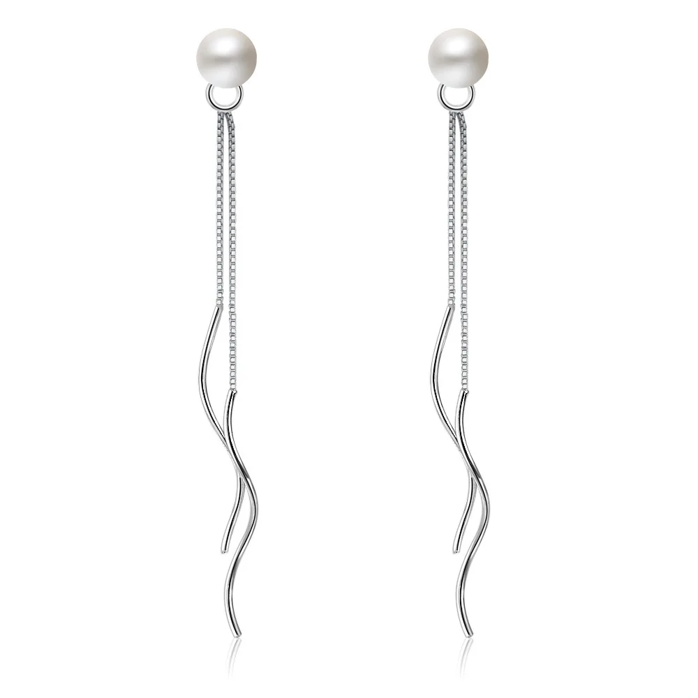 Роскошные брендовые серьги из стерлингового серебра 925 пробы с жемчугом, модные серьги на цепочке для ушей, длинные женские серьги-подвески с кисточками