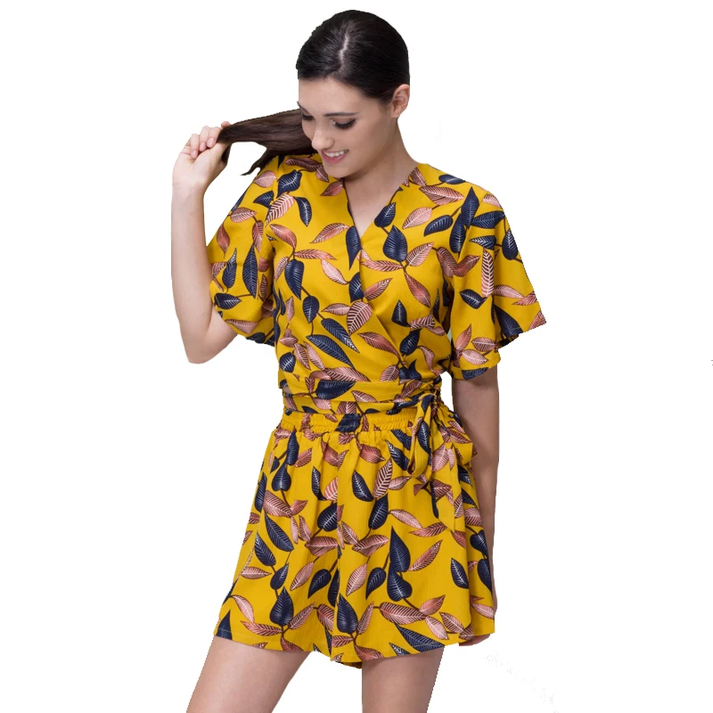 Женская блузка с v образным вырезом Heydress желтая пляжная запахом и принтом