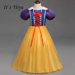 Это yiiya мода лук на молнии принцессы для девочек детская одежда для вечерние с плиссированным воротником для девочек в цветочек платья