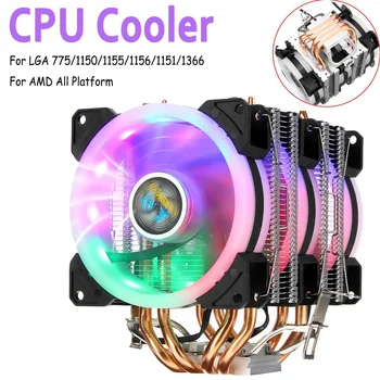 

3Pin CPU Cooler for Aurora Light 3 Fans 4 Copper Tube Dual Tower CPU Cooling Fan Cooler Heatsink for Intel 775/115x/1366 for AMD