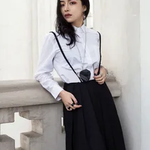 Cakucool/ Весенняя Новая черная плиссированная длинная юбка с темным ветром