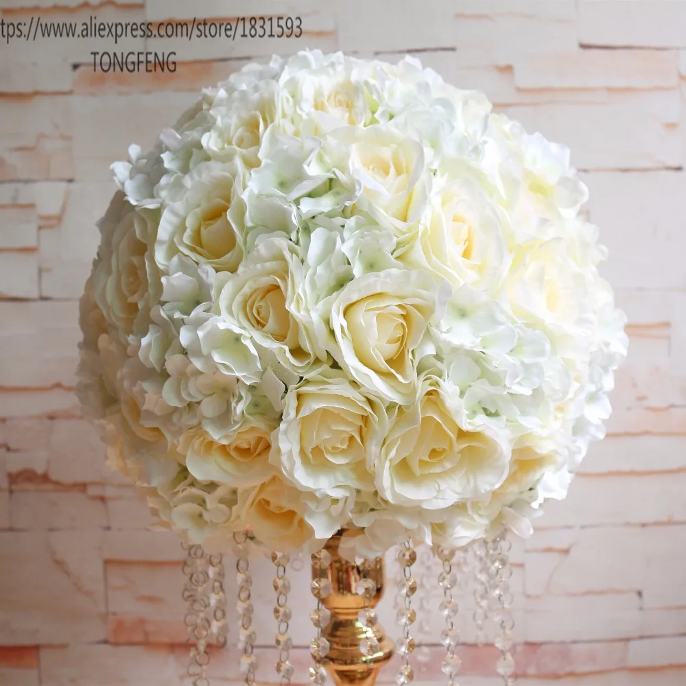 TONGFENG 40 см искусственная Шелковая Роза цветок стены свадебное оформление украшение стола центральный 2/3 круглый цветок шар украшение