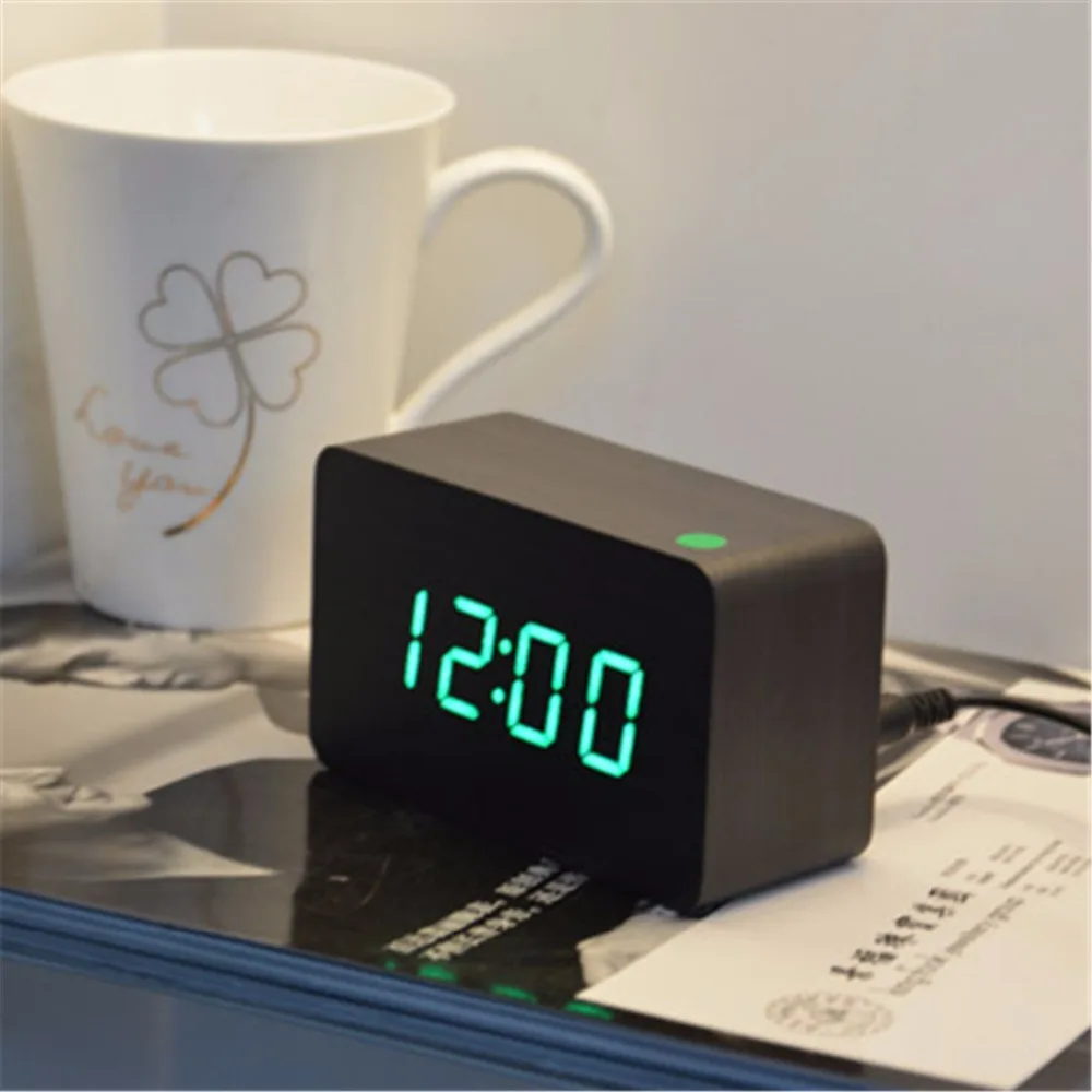 Hot voice-activated clock blue luminous alarm clocks touch sensor silent digital Relogio Despertador wood LED | Дом и сад