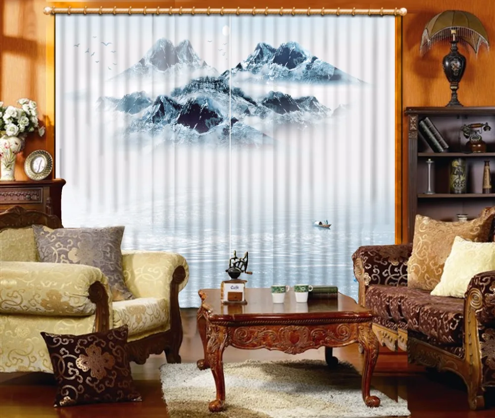 3D Cortinas вид на озеро шторы для спальни заказ современные затемненные | Дом и сад