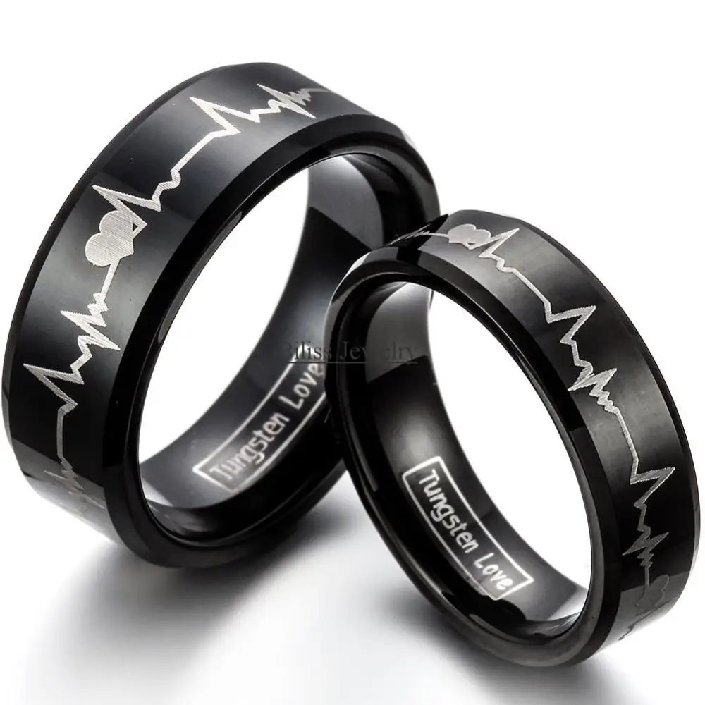 Модный черный твердосплавный кольцо с лазерной гравировкой Forever Love мужские женские обручальные кольца Размер 4-17-blue-8mm/red-6mm-1 шт