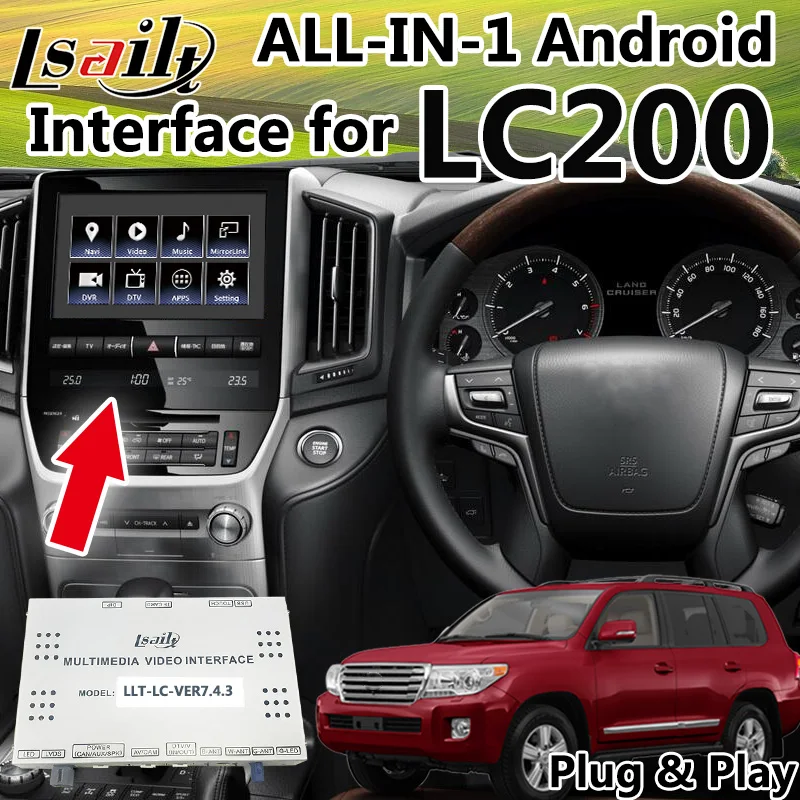 Lsailt Android автомобильный аудио видео интерфейс для Land Cruiser LC200- поддержка carplay, android auto, youtube, yandex