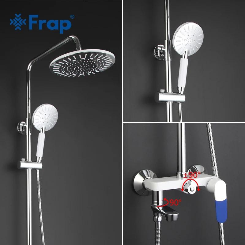 Frap modern wall mounted Rain Shower Set Chrome Plated hot and cold mixer in bathroom Rain Shower Head Hand Shower Faucet F2434 Frap modern wall mounted Rain Shower Set Chrome Plated hot and cold mixer in bathroom Rain Shower Head Hand Shower Faucet F2434