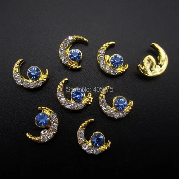 

10pcs Crystal rhinestones moon shape 3d alloy charms for nail decoration Scrapbooking accessories MNS798