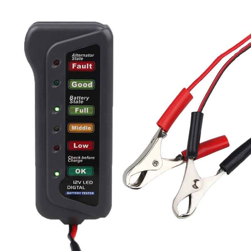 Min 12V Automotive Car Battery Tester Digital Alternator Tester