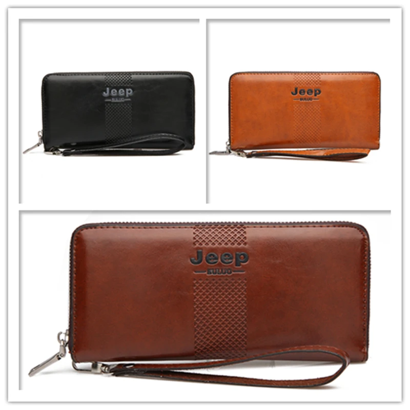 Najtaniej JEEP BULUO mężczyźni portfele kopertówki znane marki długi portfel portmonetka torebki o dużej pojemności kopertówka dla iPhone Man Leather Fashion
