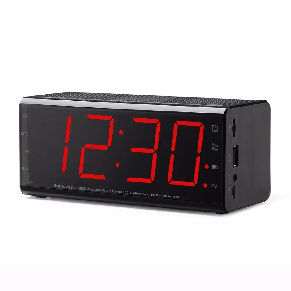 LED Alarm Clock Radio Bluetooth Speaker with Dual Alarm Larger Digital